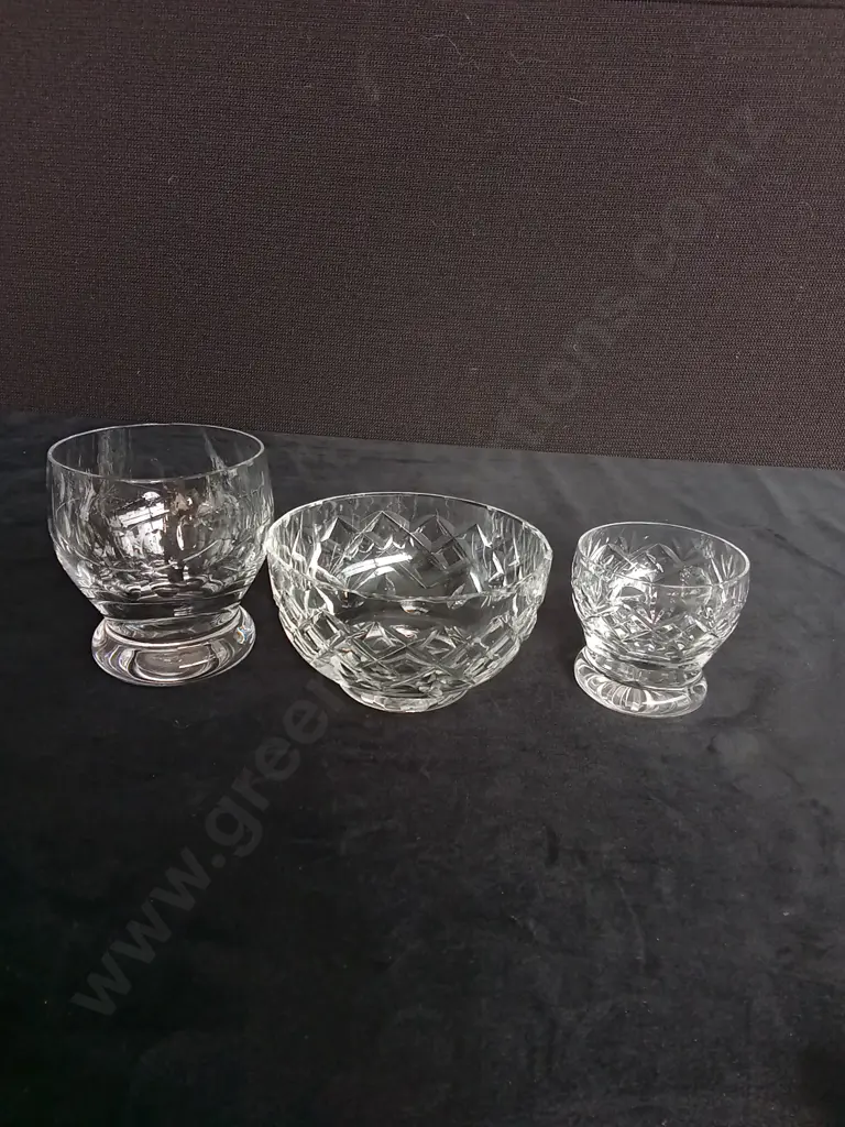 3 CRYSTAL GLASS BOWLS TALLEST H9CM Image 1++