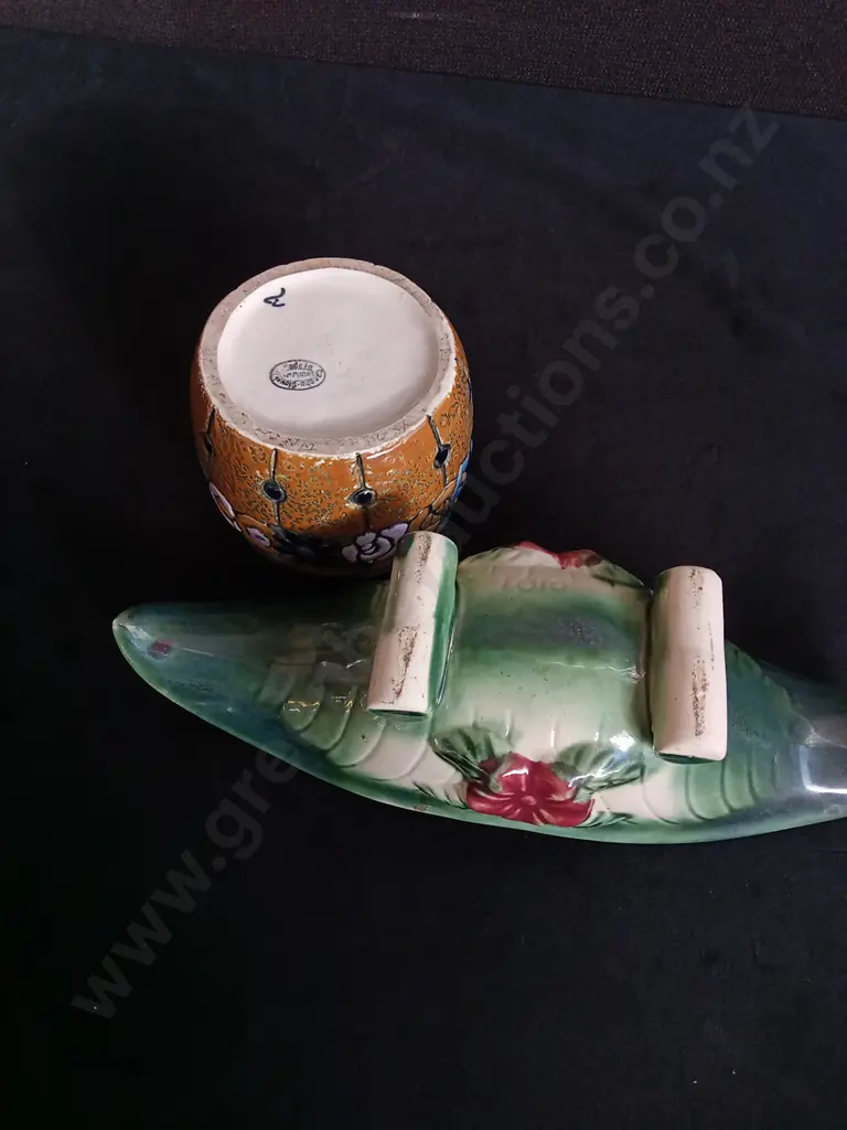 VINTAGE ART DECO LUSTERWARE, CZECH AMPHORA MINI POT AND JAPANESE HORN VASE Image 1++