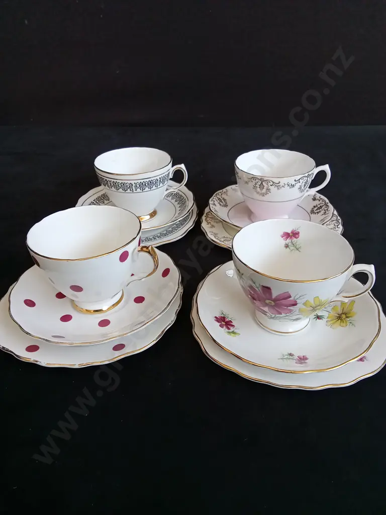 4 ROYAL VALE BONE CHINA TEA TRIOS Image 1++