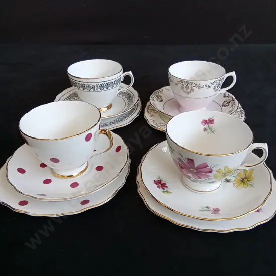 4 ROYAL VALE BONE CHINA TEA TRIOS