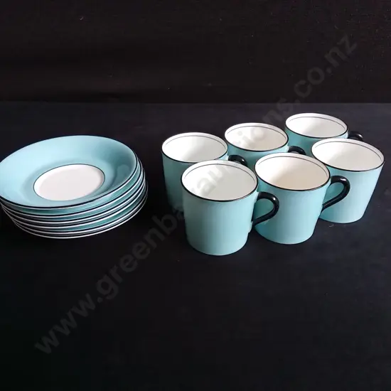 VINTAGE CAULDON CHINA TEACUP SET 12 PIECES, H 5 CM