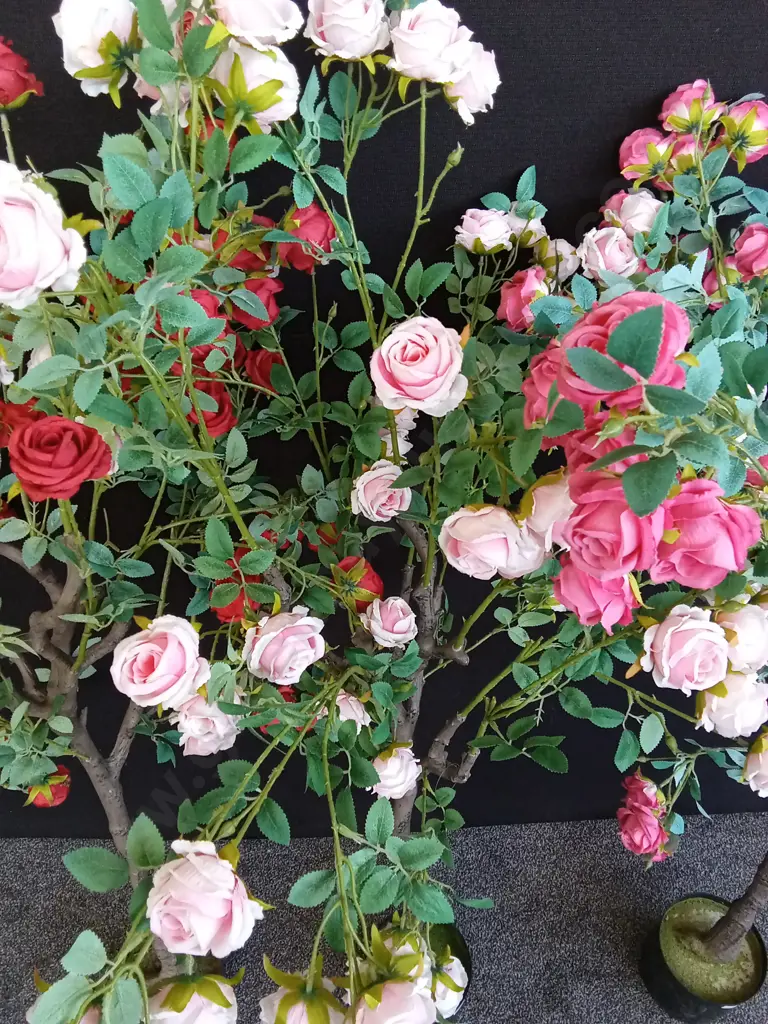 3 X ARTIFICIAL POTTED ROSE TREES H 1.4 M APPROX Image 1++