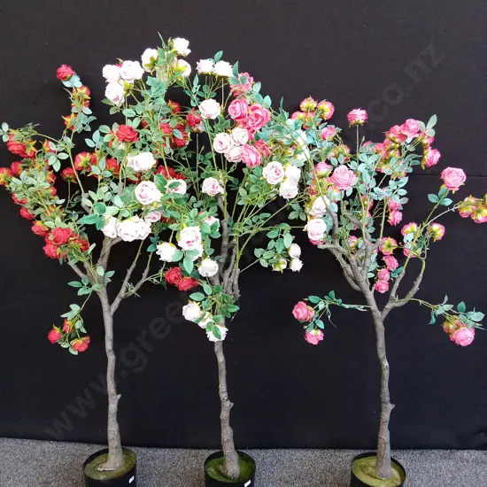 3 X ARTIFICIAL POTTED ROSE TREES H 1.4 M APPROX
