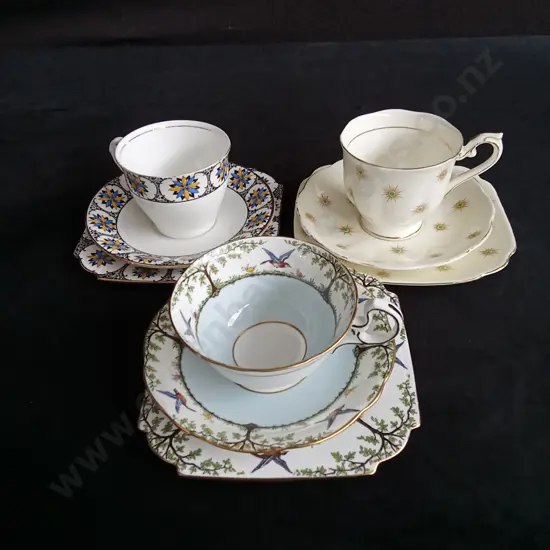 2 VINTAGE AYNSLEY AND 1 ROYAL ALBERT TEA TRIOS