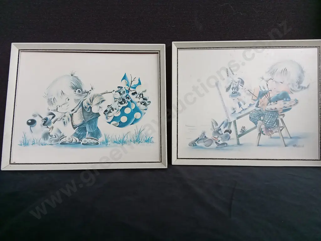 3 VINTAGE 70S KIDS PRINTS TALLEST H51CM Image 1++