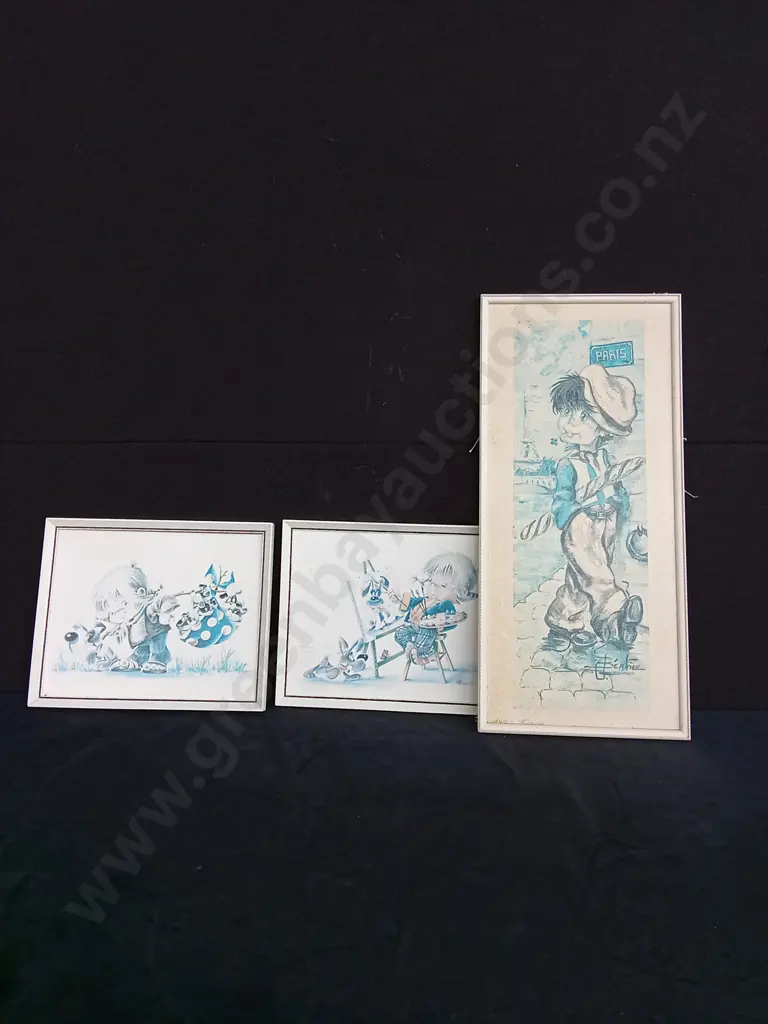 3 VINTAGE 70S KIDS PRINTS TALLEST H51CM Image 1++