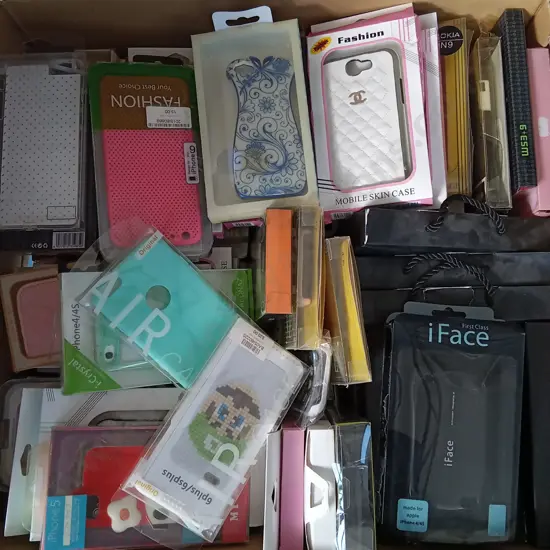 BOX OF BRAND NEW PHONE CASES