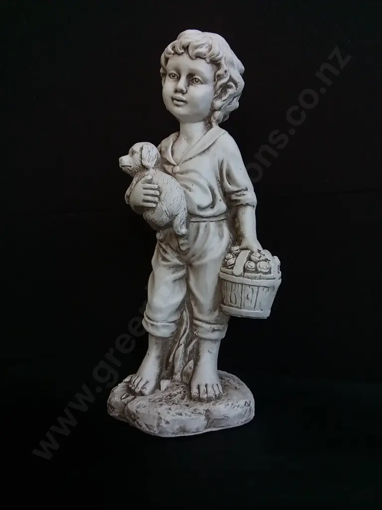 TAKASHO FIGURINE BOY WITH DOG H 50CM BRAND NEW Image 1++