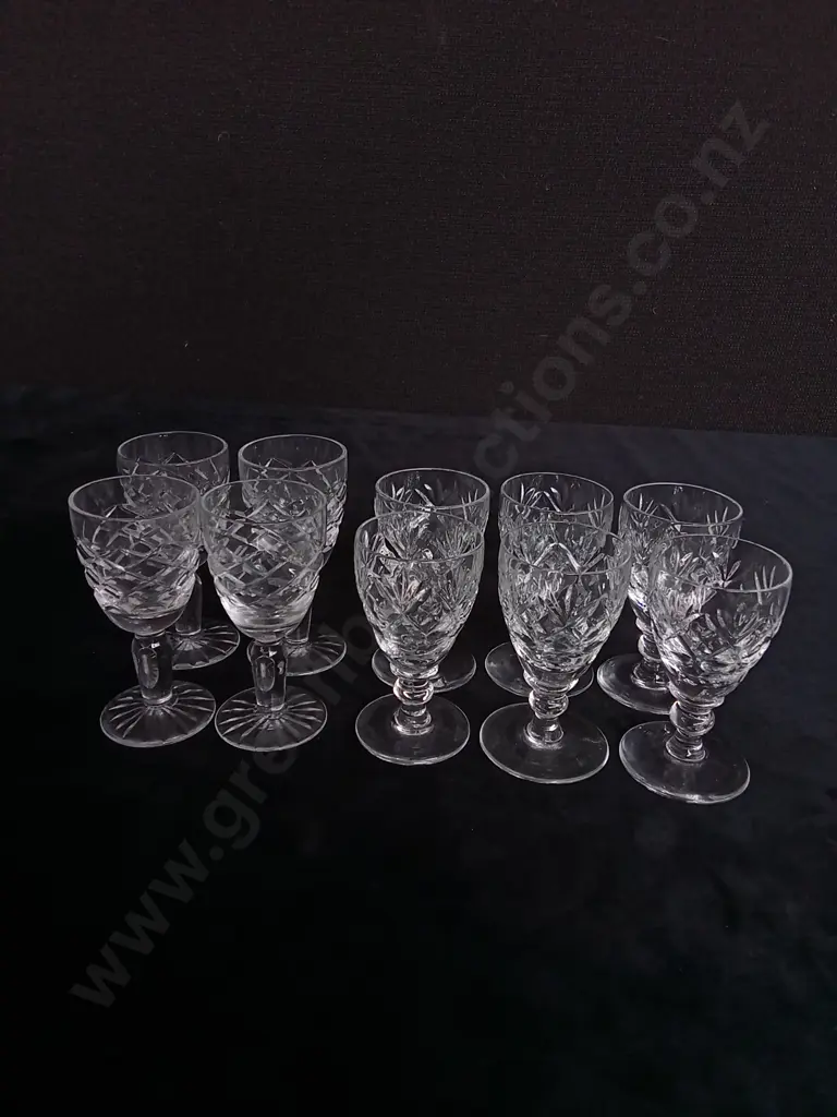 10 CRYSTAL SHERRY LIQUEUR GLASSES TALLEST H8CM Image 1++