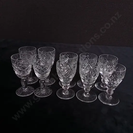 10 CRYSTAL SHERRY LIQUEUR GLASSES TALLEST H8CM