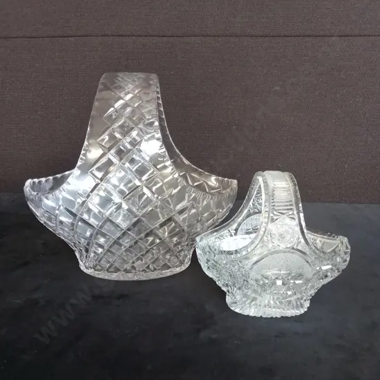 2 GLASS BASKETS TALLEST H24CM SHORTEST H14CM