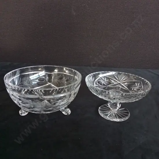 2 CRYSTAL GLASS BOWLS H8.5CM