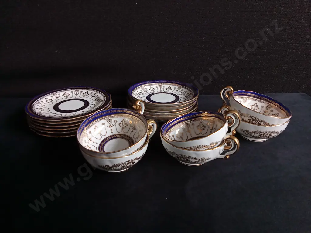 VINTAGE CAULDON CHINA TEACUP SET WITH SAUCERS 18 PIECES, HIGHEST 4 CM Image 1++