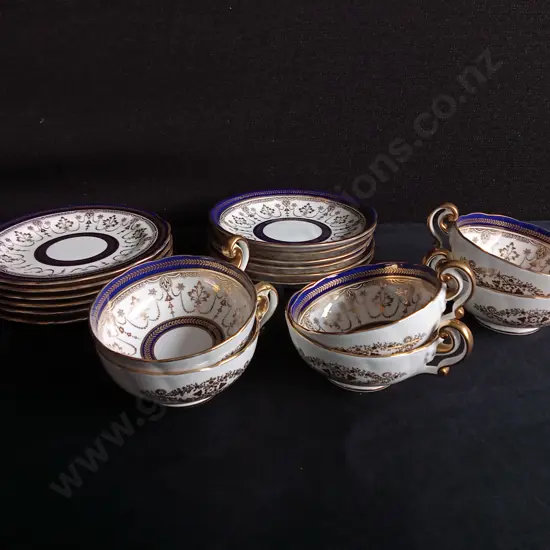 VINTAGE CAULDON CHINA TEACUP SET WITH SAUCERS 18 PIECES, HIGHEST 4 CM