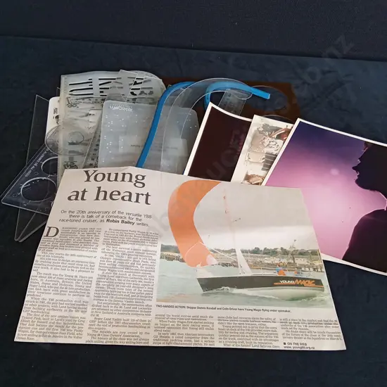 DRAWING STENCILS 3 PRINTED AND A NEWSPAPER CLIPPING