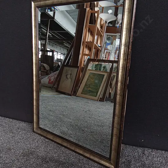 METALLIC FRAME MIRROR, H 79 CM X W 59 CM