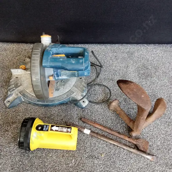 GMC CUT OFF SAW, COBBLERS ANVIL, TORCH ANS 2 SPADE BITS