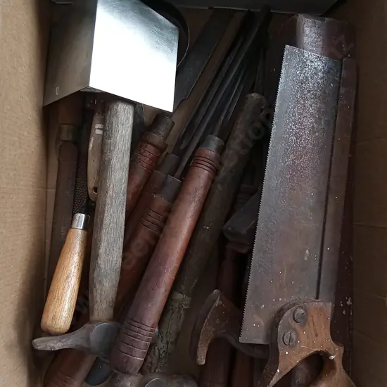 MIX OF TOOLS, LATHE CHISELS, PLANES, ETC