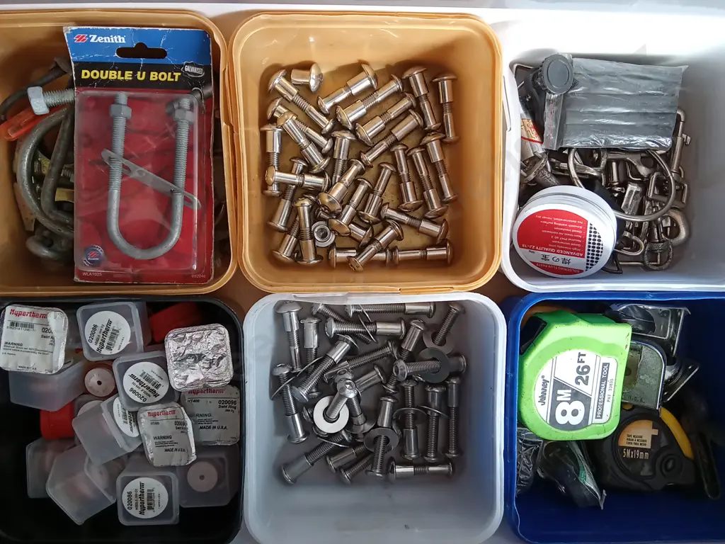 BOX OF PLASMA CUTTER TIPS, STAINLESS STEEL FITTINGS AND MORE Image 1++