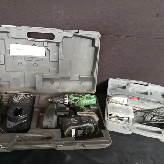 HITACHI BATTERY DRILL AND PREDATOR MULTI TOOL