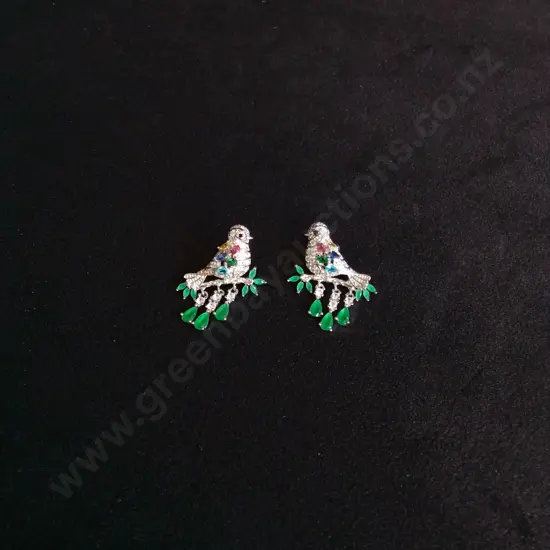 PAIR OF DIAMANTE BIRD EARRINGS