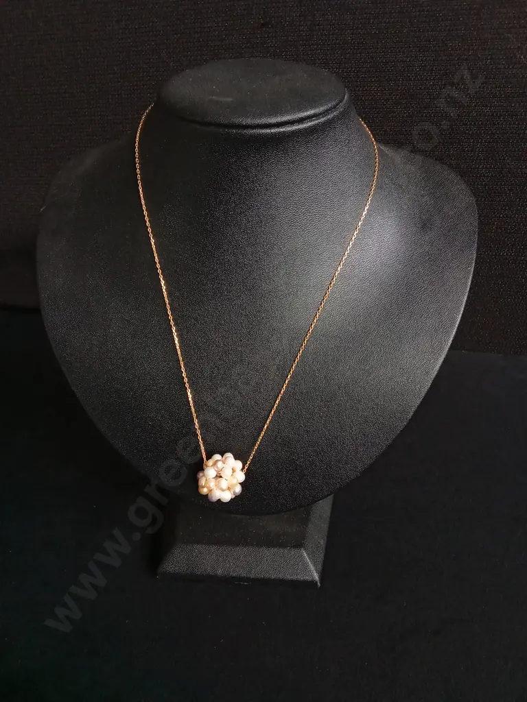FRESH WATER PEARL GOLD PLATED NECKLACE Image 1++