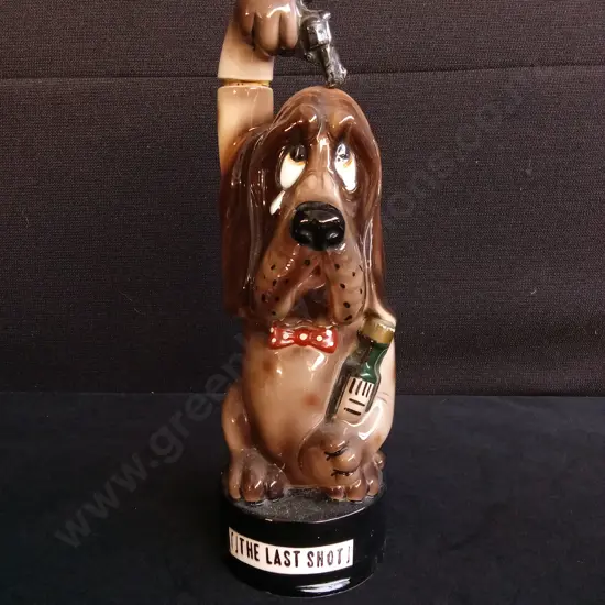 VINTAGE "THE LAST SHOT" BLOODHOUND DECANTER, H 30 CM