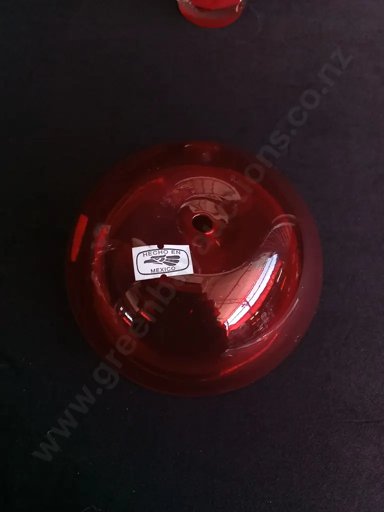 VINTAGE MID CENTURY RUBY RED ART GLASS, BUBBLE BOWL AND TEXTURED BUD VASE, TALLEST H 18 CM Image 1++
