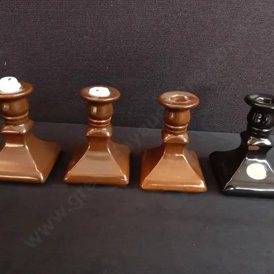 VINTAGE CROWN LYNN CERAMIC CANDLESTICKS, MADE IN NZ, H 12.5 CM