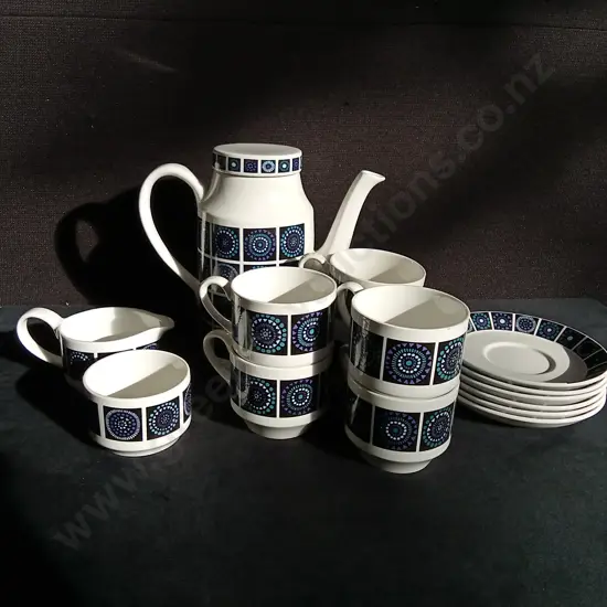 VINTAGE 16 PIECE MIDWINTER "MADEIRA" COFFEE SET, TALLEST H 21 CM