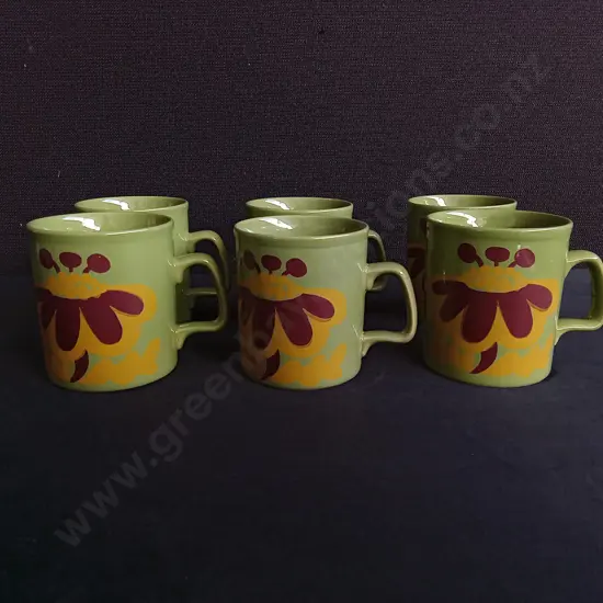 SET OF 6 STAFFORDSHIRE POTTERIES IRONSTONE CERAMIC MUGS, H 9 CM