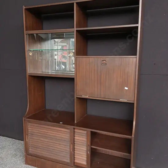 MID CENTURY MODERN DISPLAY CABINET, H 1.77 M X W 1.19 M X D 39 CM