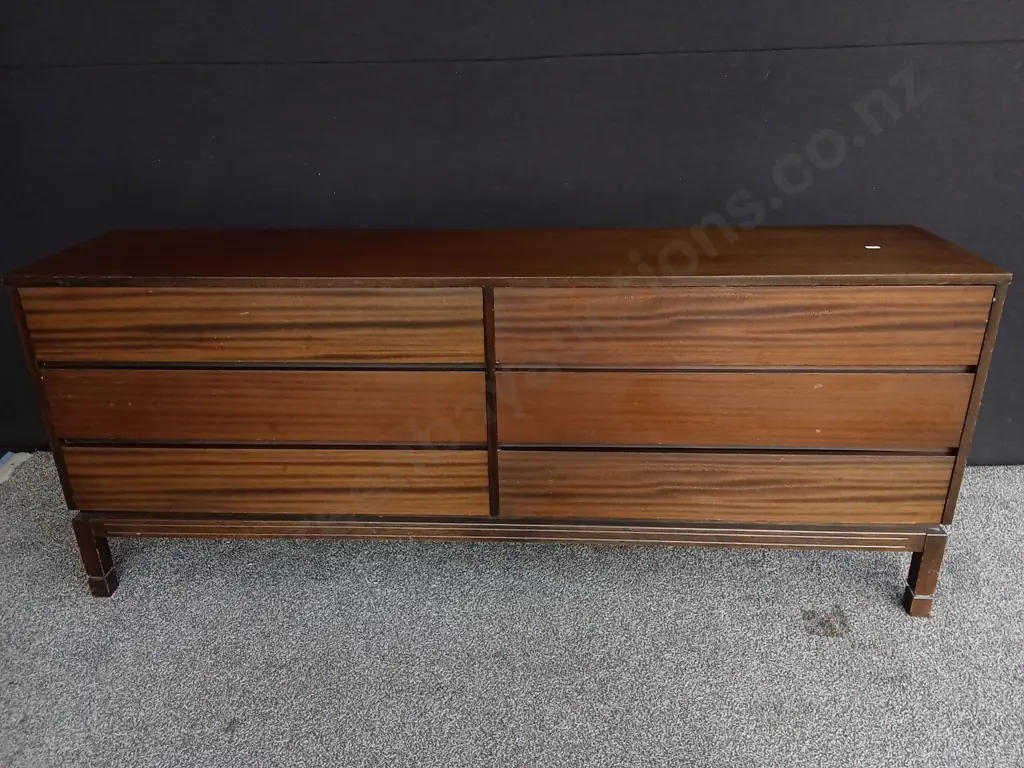 MID-CENTURY MODERN STYLE DRAWERS WITH DARK FINISH, L 176CM X W 40CM X H 72CM Image 1++
