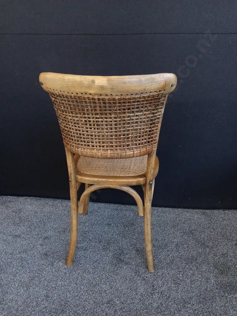 LIGHT OAK THONET STYLE CHAIR WITH WOVEN RATTAN SEAT, H 89 CM Image 1++