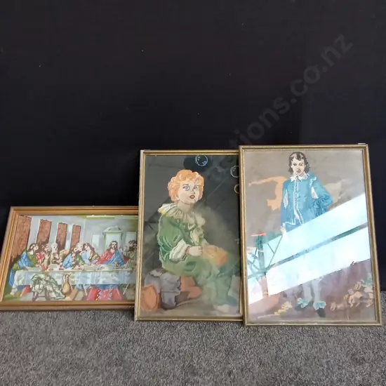 3 FRAMED CROSS STITCH ARTWORKS