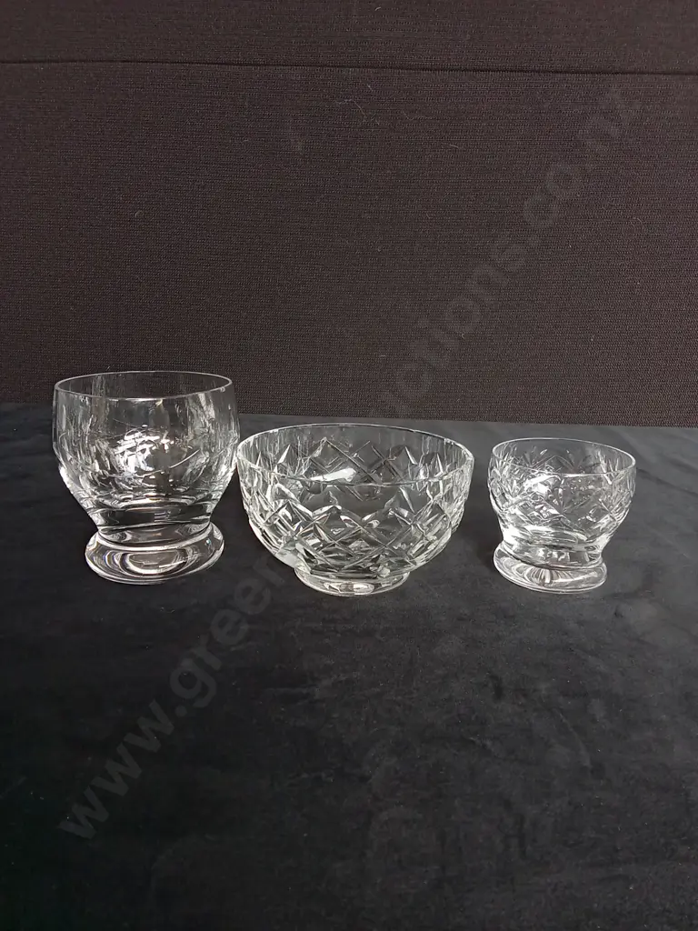 3 CRYSTAL GLASS BOWLS TALLEST H9CM Image 1++
