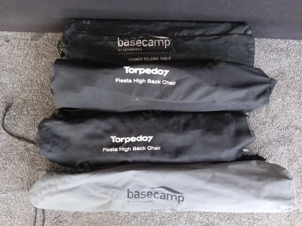 COLLECTION OF CAMPING CHAIRS AND TABLE, FROM KATHMANDU AND TORPEDO 7 Image 1++