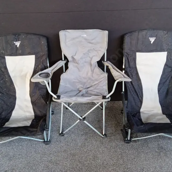 COLLECTION OF CAMPING CHAIRS AND TABLE, FROM KATHMANDU AND TORPEDO 7