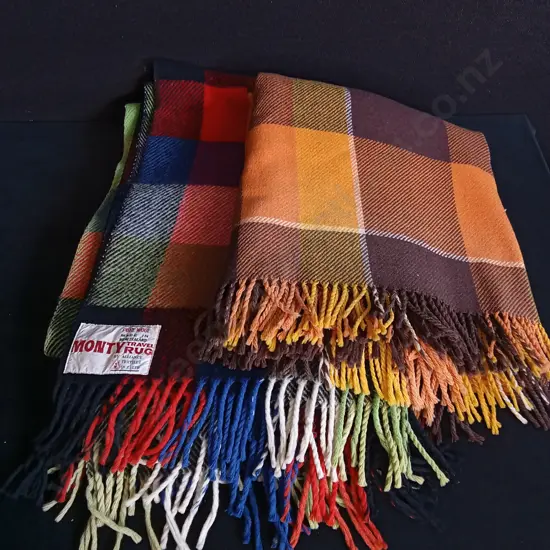 PAIR OF TARTAN WOOLEN THROW BLANKETS