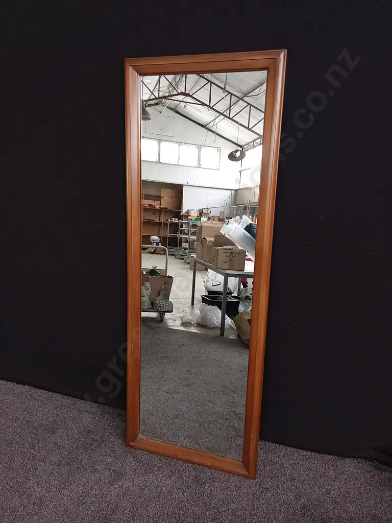 MIRROR IN WOODEN FRAME MADE BY W. M. SCOTT IN 1976 L67CM X H1.83M Image 1++
