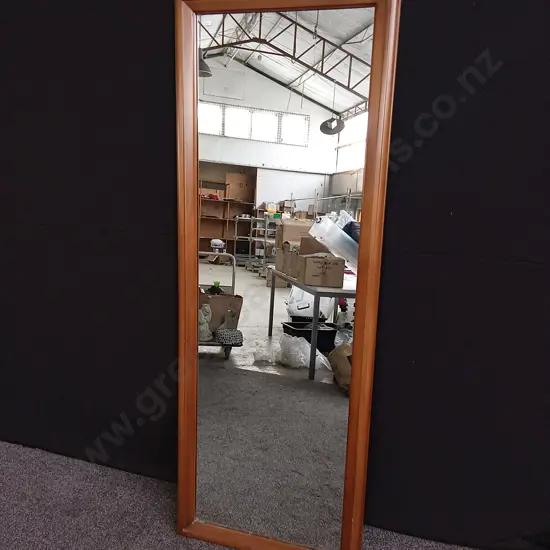MIRROR IN WOODEN FRAME MADE BY W. M. SCOTT IN 1976 L67CM X H1.83M