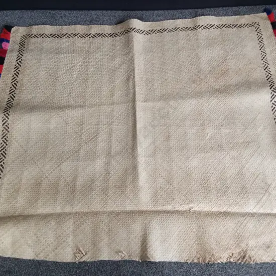 HALF OF LARGE TRADITIONAL TONGAN HAND WOVEN CEREMONIAL FALA (FLOOR MAT) LIKELY MADE FROM PANDANUS LEAVES