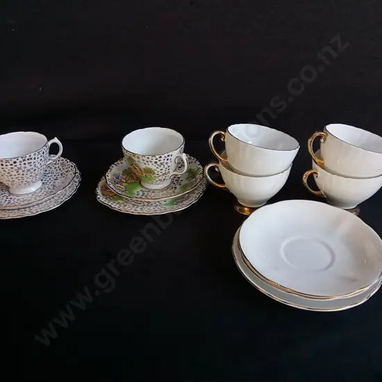 TEA CUP AND SAUCER SETS, 6 TOTAL