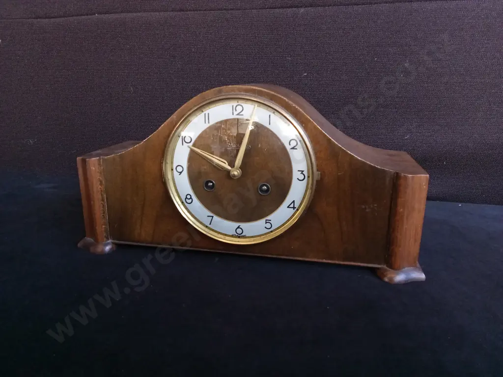VINTAGE KIENZLE MANTEL CLOCK, GERMAN MADE, H 19 CM X W 37 CM Image 1++