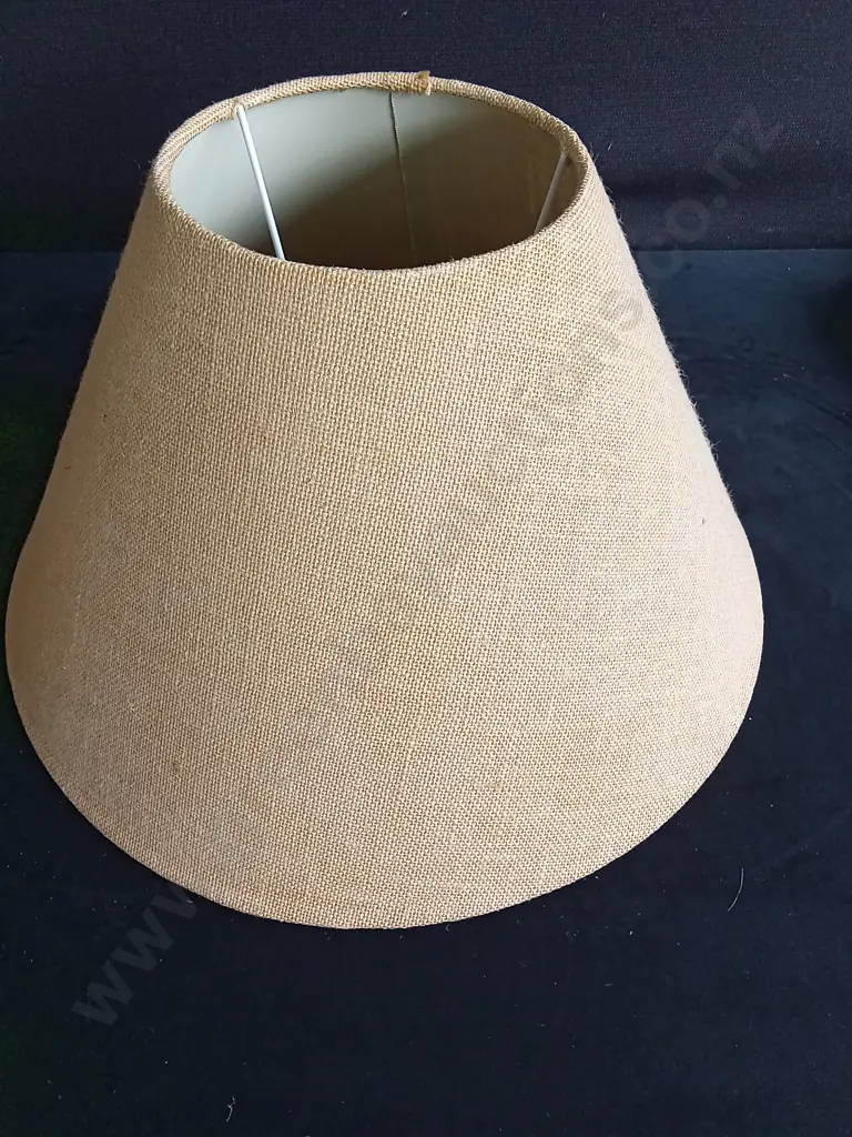 PAIR OF VINTAGE LINEN TAPERED LAMPSHADES H 28CM Image 1++