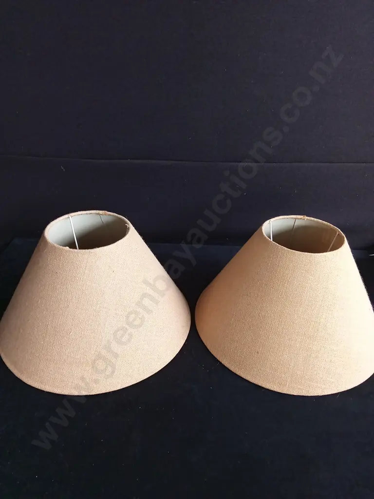 PAIR OF VINTAGE LINEN TAPERED LAMPSHADES H 28CM Image 1++