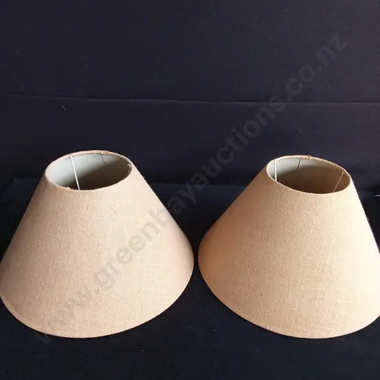 PAIR OF VINTAGE LINEN TAPERED LAMPSHADES H 28CM
