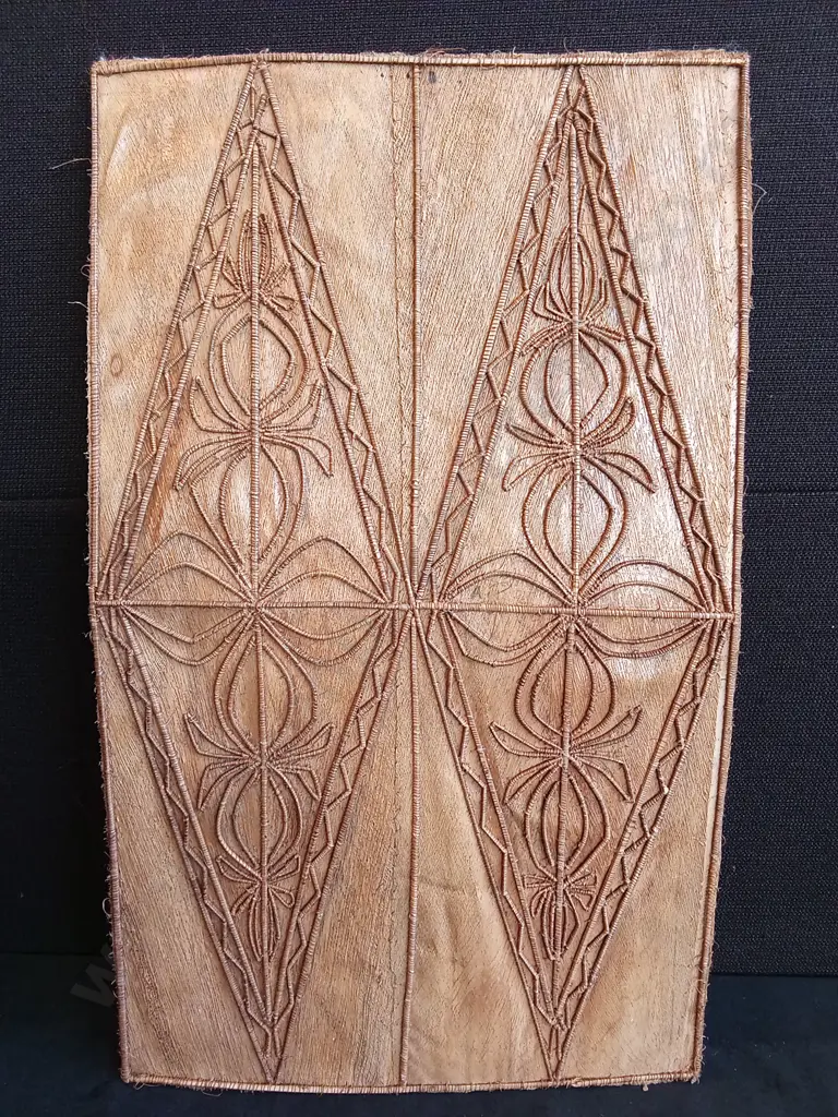 TRADITIONAL HAND STITCHED COCONUT TREE TONGAN TAPA PRINTING MAT 52 X 31 CM Image 1++