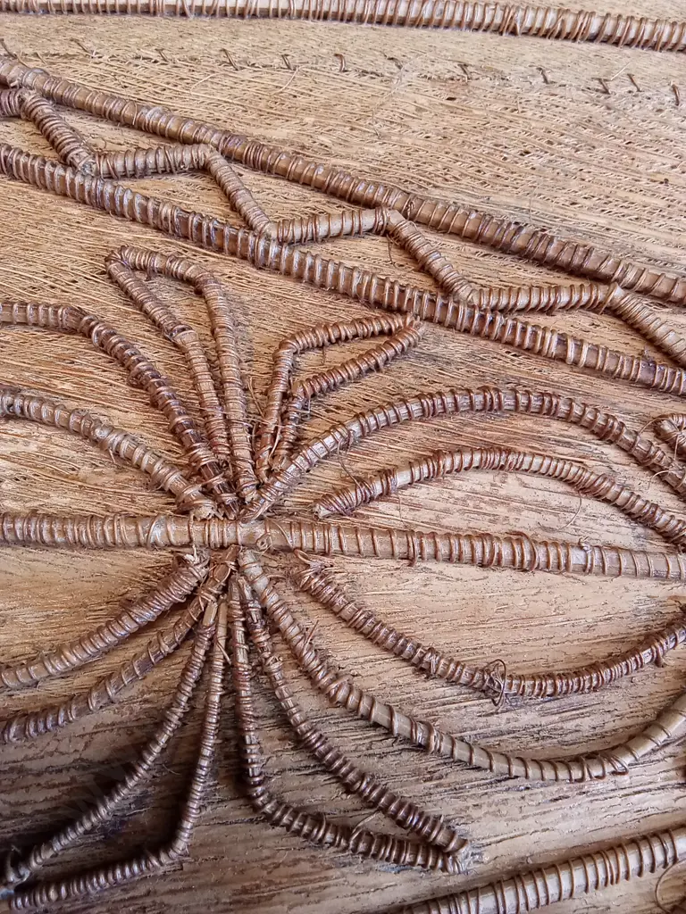 TRADITIONAL HAND STITCHED COCONUT TREE TONGAN TAPA PRINTING MAT 52 X 31 CM Image 1++