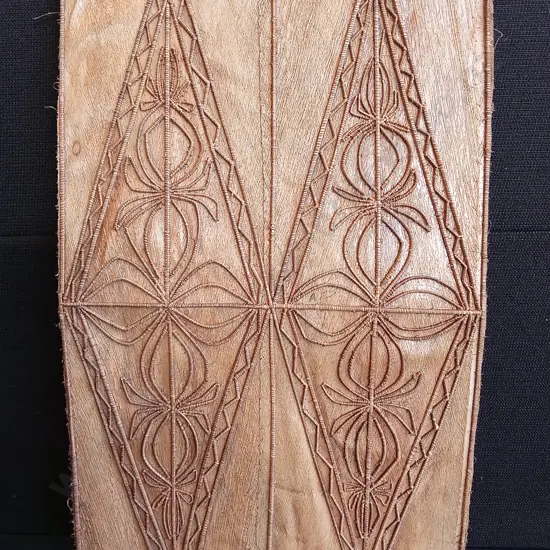 TRADITIONAL HAND STITCHED COCONUT TREE TONGAN TAPA PRINTING MAT 52 X 31 CM